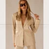 There She Goes PU Blazer - Stone